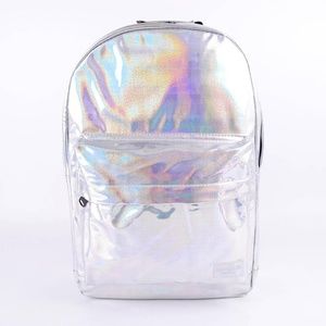 NEW sparkle silver holo school backpack